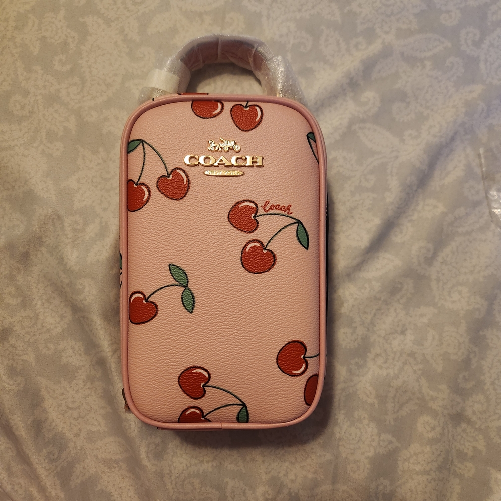 Coach Pink Cherry Print Crossbody Bag